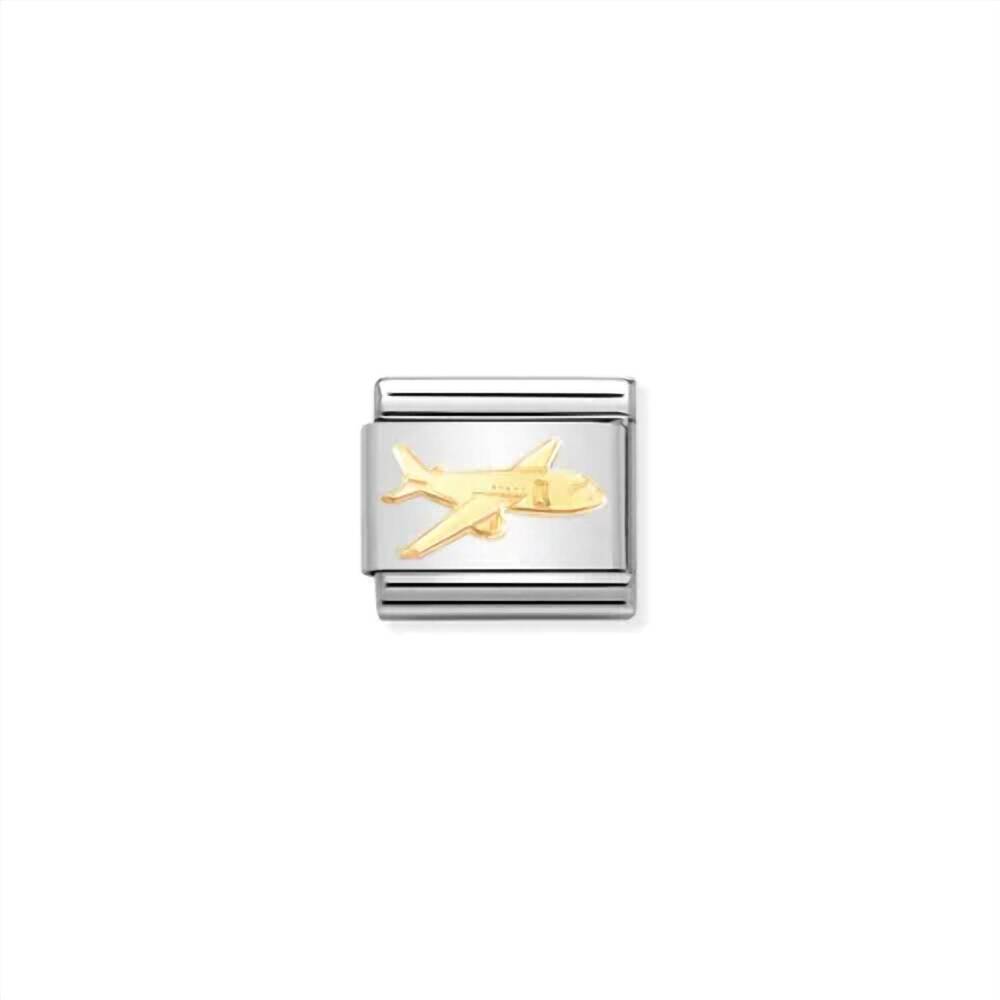 NEW NOMINATION unisex composable classic travel links in airplane / gold